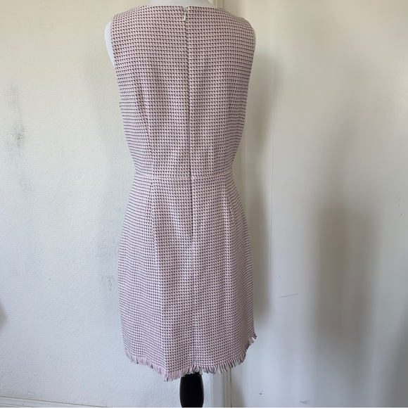 LOFT Dress Sleeveless Dress Fringe Hem Woven Pink Black Size 6 - Picture 4 of 14
